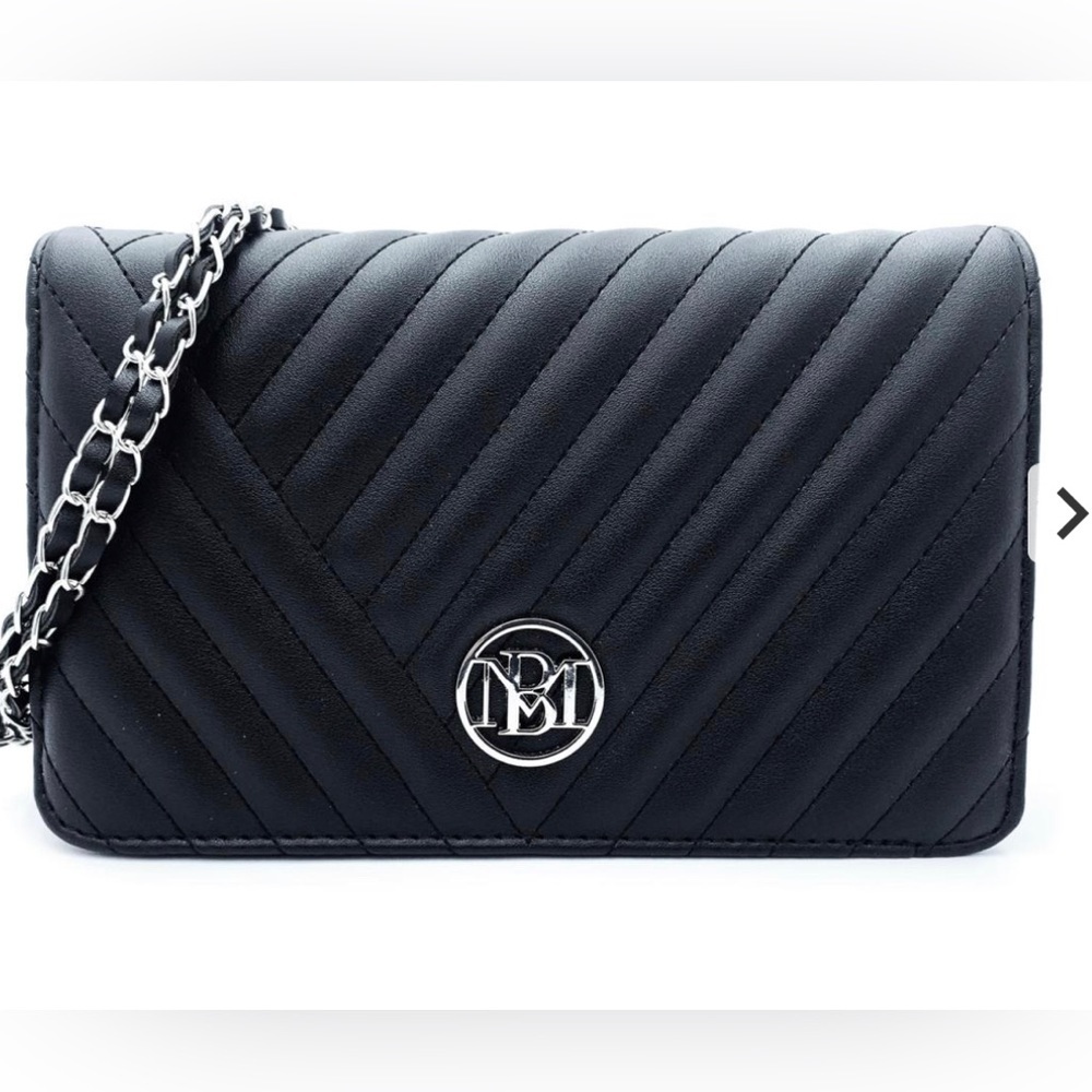 Women’s Crossbody Bag Studio Badgley Mischka Bag Black Vegan Leather AUTHENTIC - Picture 2 of 6